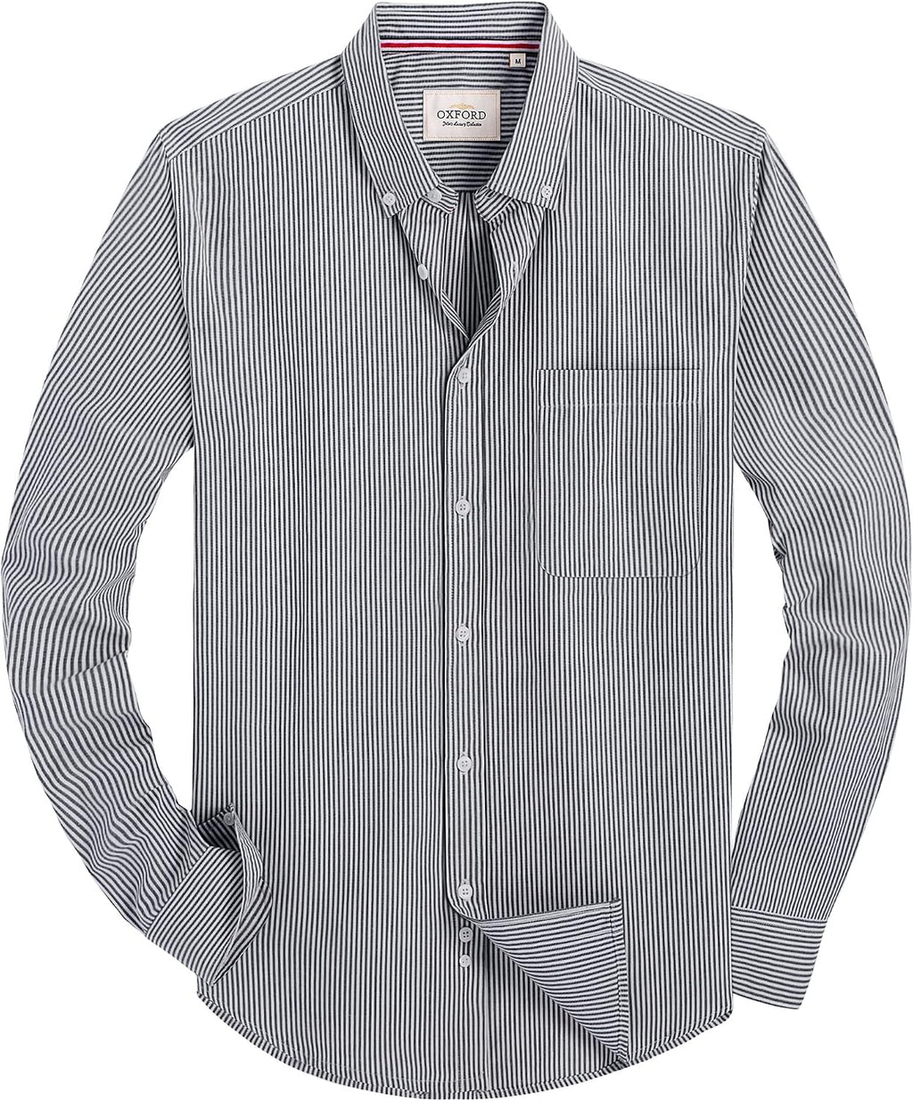 Alimens & Gentle Mens Solid Oxford Shirt Long Sleeve Dress Shirt Work Casual Button Down Shirts with Pocket