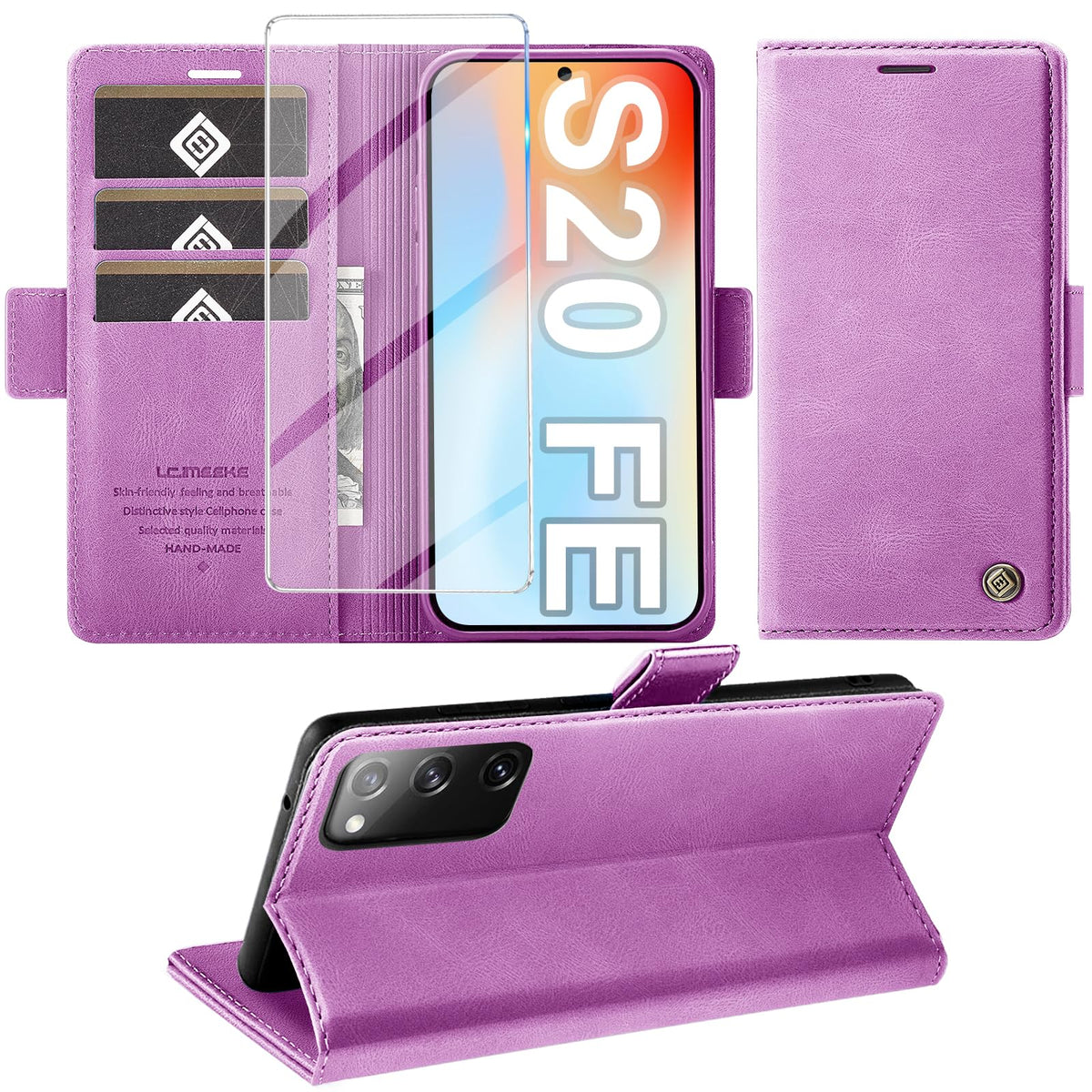 Giyer Handyhülle für Samsung Galaxy S24 5G Hülle mit Schutzfolie, Schutzhülle Galaxy S24 5G PU-Leder Wallet Flip Case Standfunktion Kartenfach Klapphülle für Samsung S24 5G Full Cover (Grün)