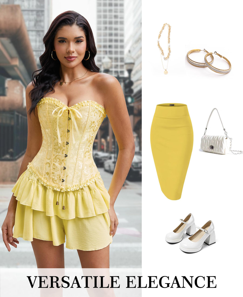 Bustier Corset Top for Women | Overbust Lace Up Waist Cincher Shapewear Lingerie