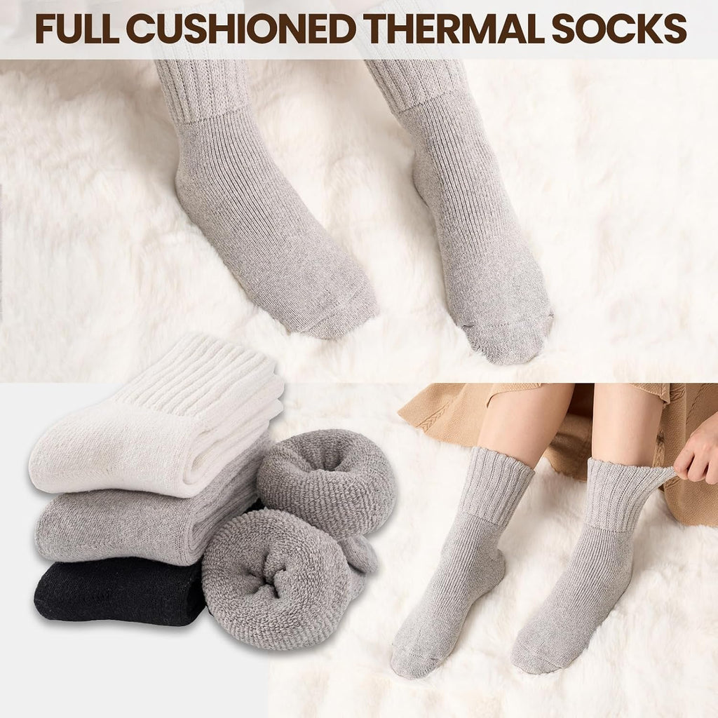 Niorasen Women's Thermal Socks, 3 Pairs Full Cushioned, Cosy Gift Winter