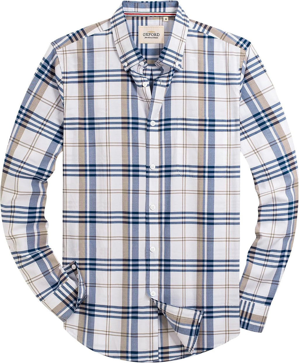 Alimens & Gentle Mens Solid Oxford Shirt Long Sleeve Dress Shirt Work Casual Button Down Shirts with Pocket