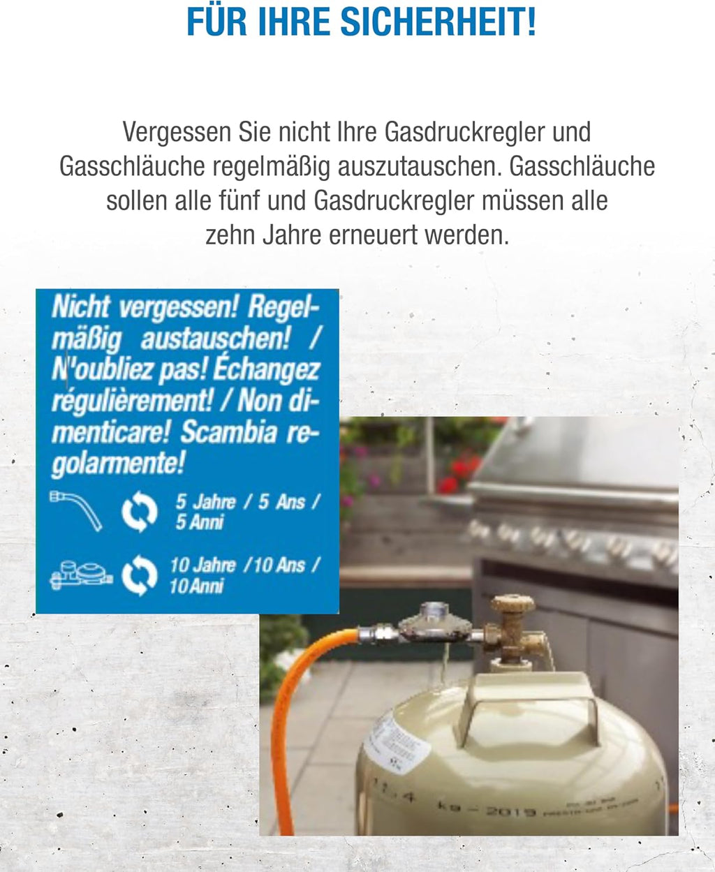 CFH Gasschlauch VS 200, 2 m Propangasschlauch, G 1/4" LH beidseitig