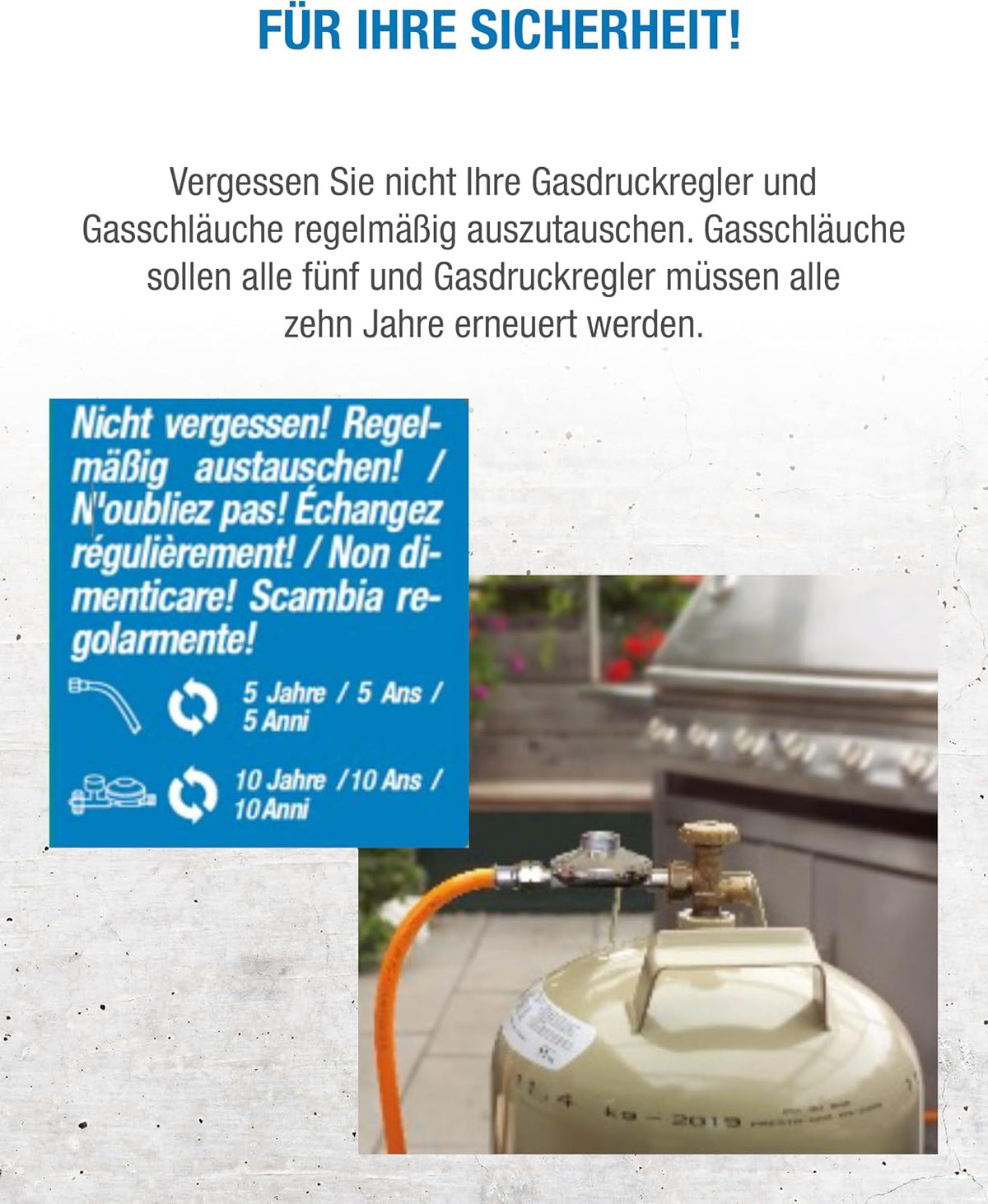 CFH Gasschlauch VS 200, 2 m Propangasschlauch, G 1/4" LH beidseitig