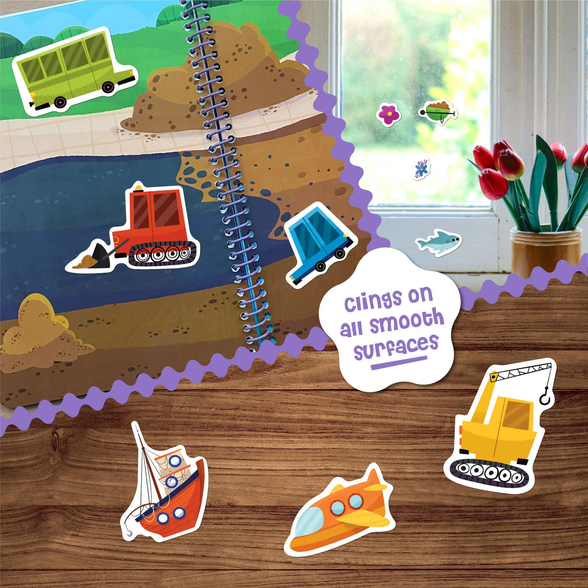 Stick4Ever Jelly Sticker Book® - for Kids - Waterproof, Easy to Clean Reusable Sticker Book for Toddlers- Reusable Road Trip Activities for Kids - Stocking Stuffers for Toddlers (Farm)