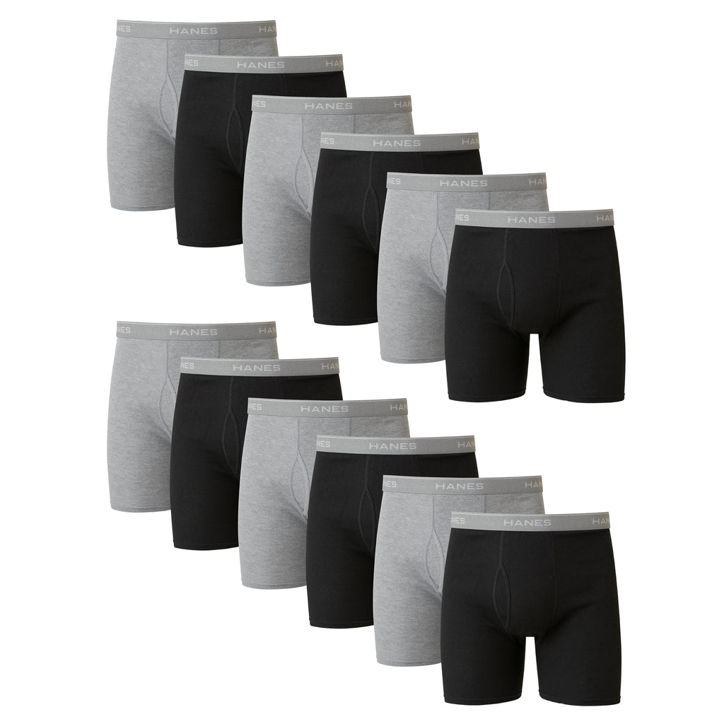 Hanes Men's Underwear Boxer Briefs Pack, Cool & Breathable Cotton Moisture-wicking Underwear for Men, No Ride Up