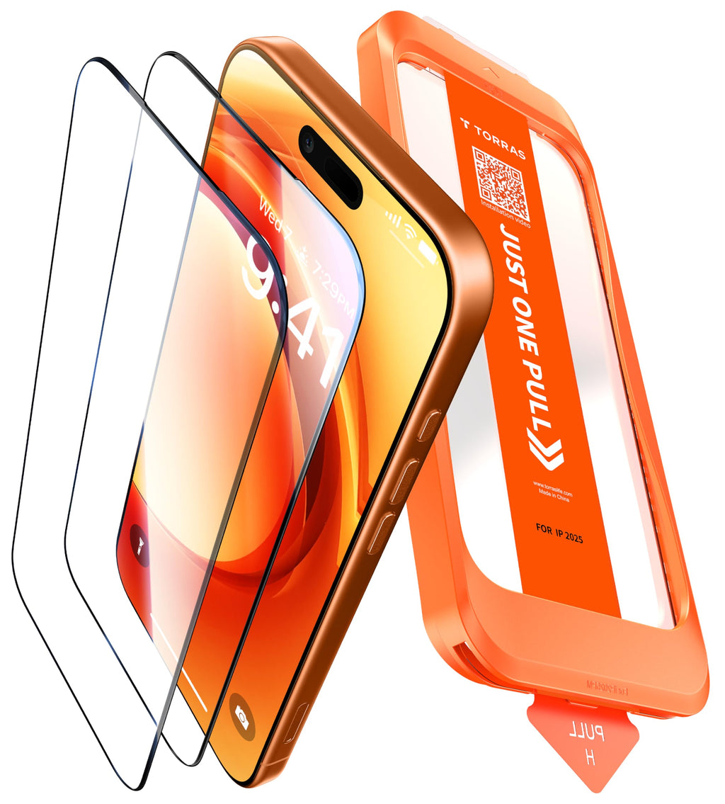 TORRAS für iPhone 18 Pro für Panzerglas TOP 9H+, Auto-Montage, 2 Stück