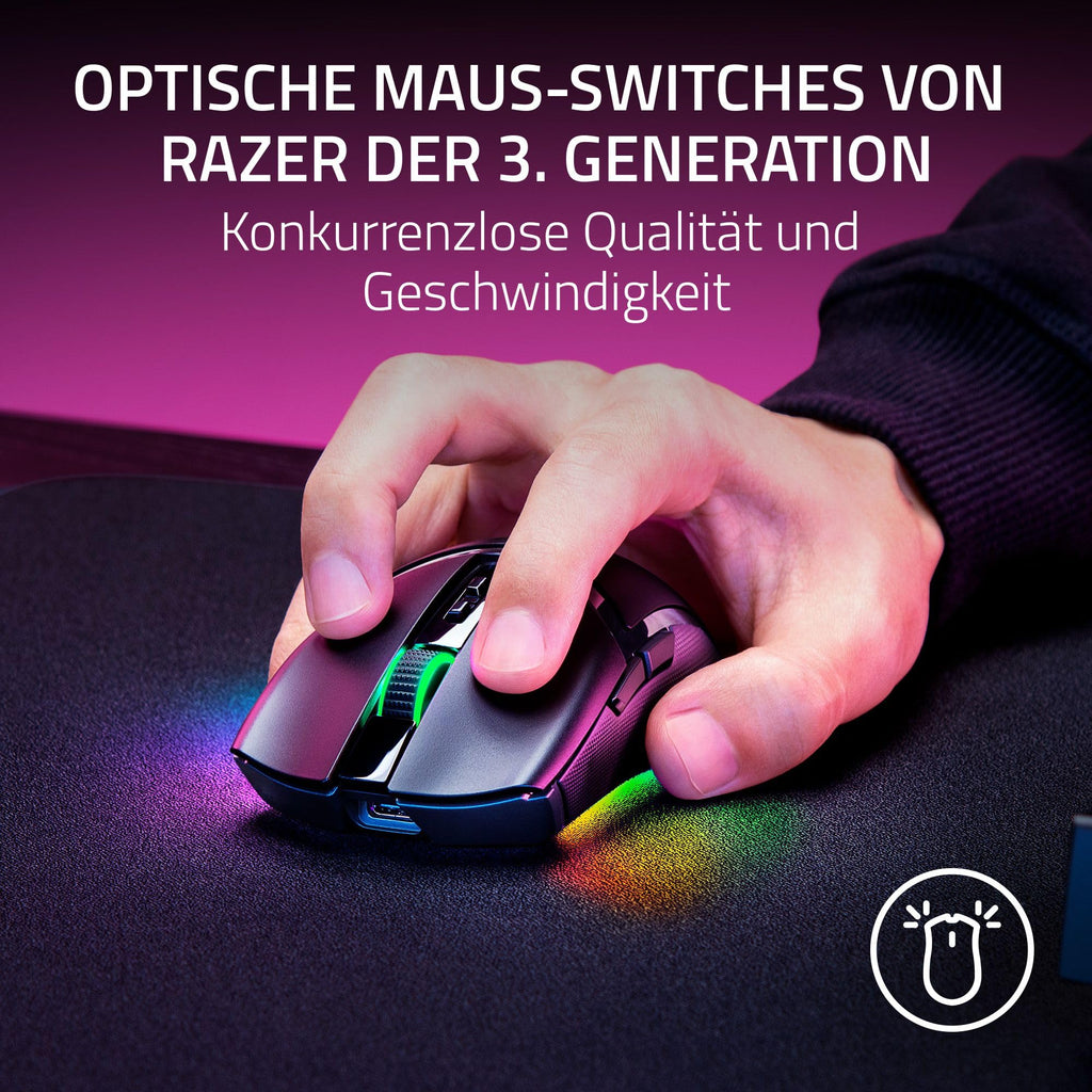 Razer Cobra Pro - kabellose Gaming-Maus mit RGB - Optischer Focus Pro Sensor mit 30K DPI (10 Anpassbare Tasten, HyperSpeed Wireless Polling 8K Hz, Bluetooth, Chroma-Beleuchtung mit 11 Zonen) Weiß