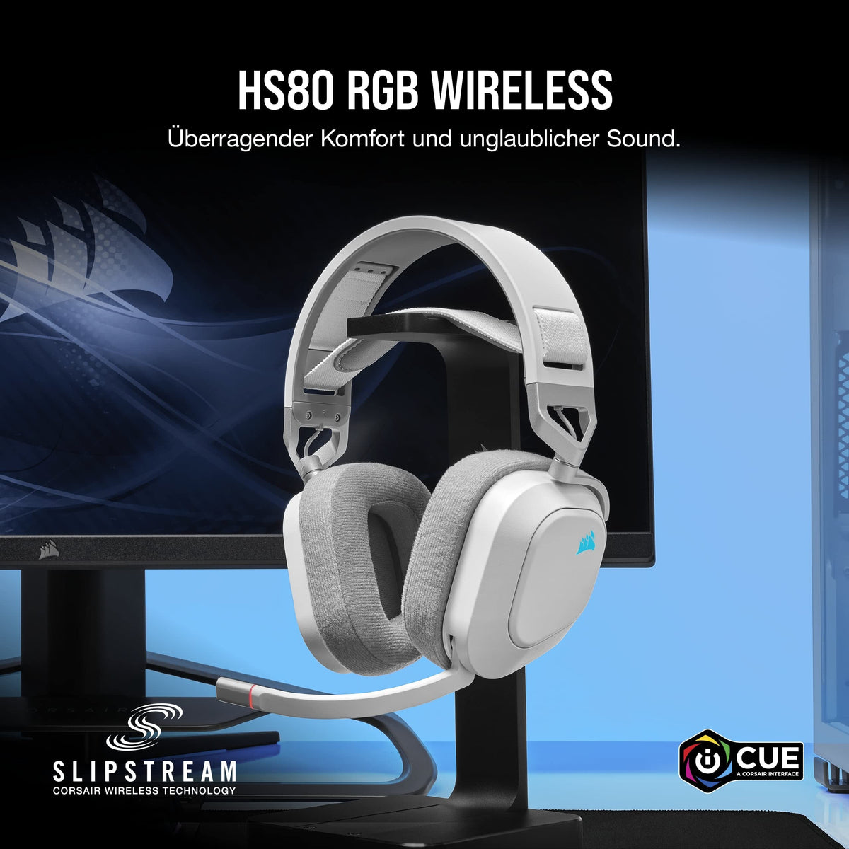 Corsair HS80 MAX Wireless Multiplattform-Gaming-Headset – Stahlgrau