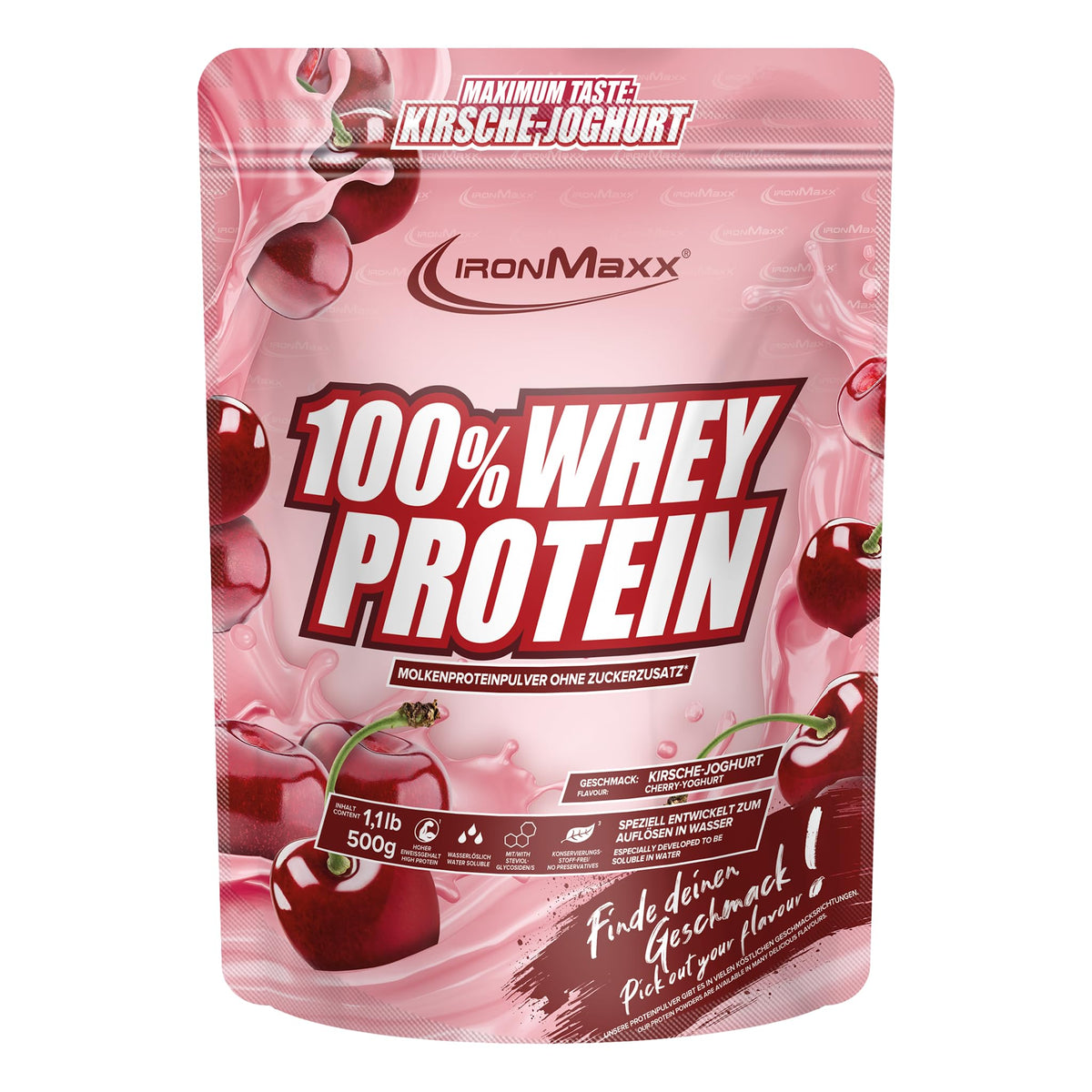 IronMaxx 100% Whey Protein Pulver - French Vanilla 500g Beutel | zuckerreduziertes, wasserlösliches Eiweißpulver aus Molkenprotein | viele verschiedene Geschmacksrichtungen