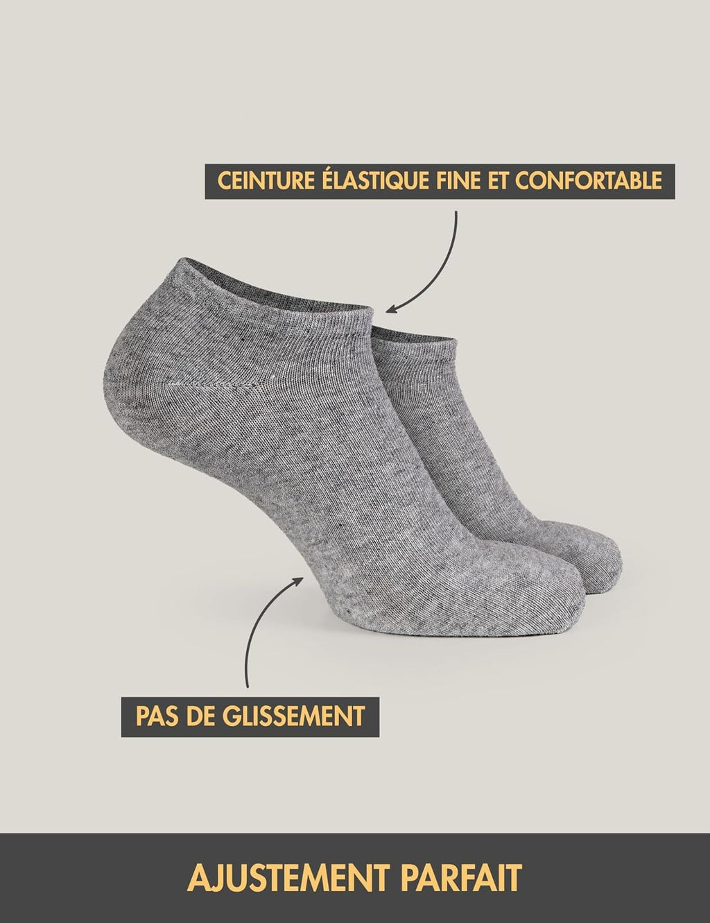Basic Treasure Lot de 12 Paires Socquettes Sport Unisexes, Noir/Blanc/Gris