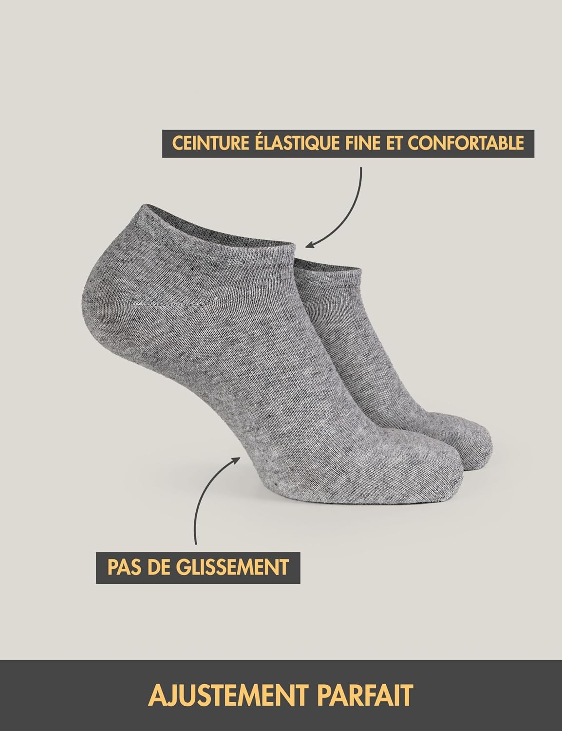 Basic Treasure Lot de 12 Paires Socquettes Sport Unisexes, Noir/Blanc/Gris