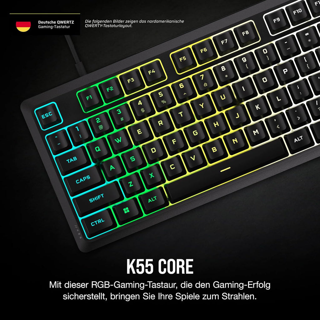 Corsair K55 CORE RGB Membran Kabelgebundene Gaming-Tastatur – Schwarz