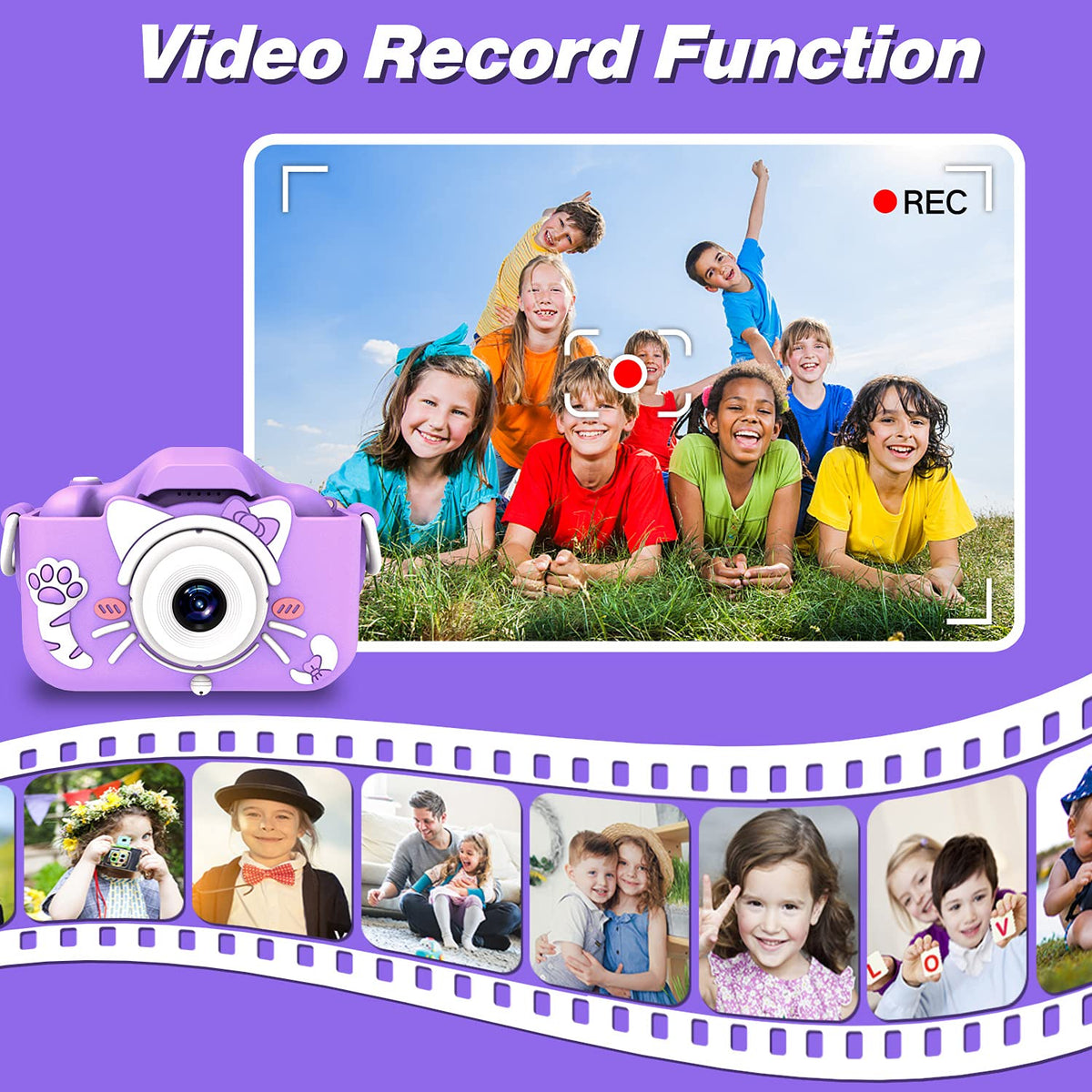 Goopow Kids Camera Toys for 3-8 Year Old Girls Boys,Children Digital Video Camcorder Camera with Cartoon Soft Cover, Best Chritmas Birthday Festival Gift for Kids