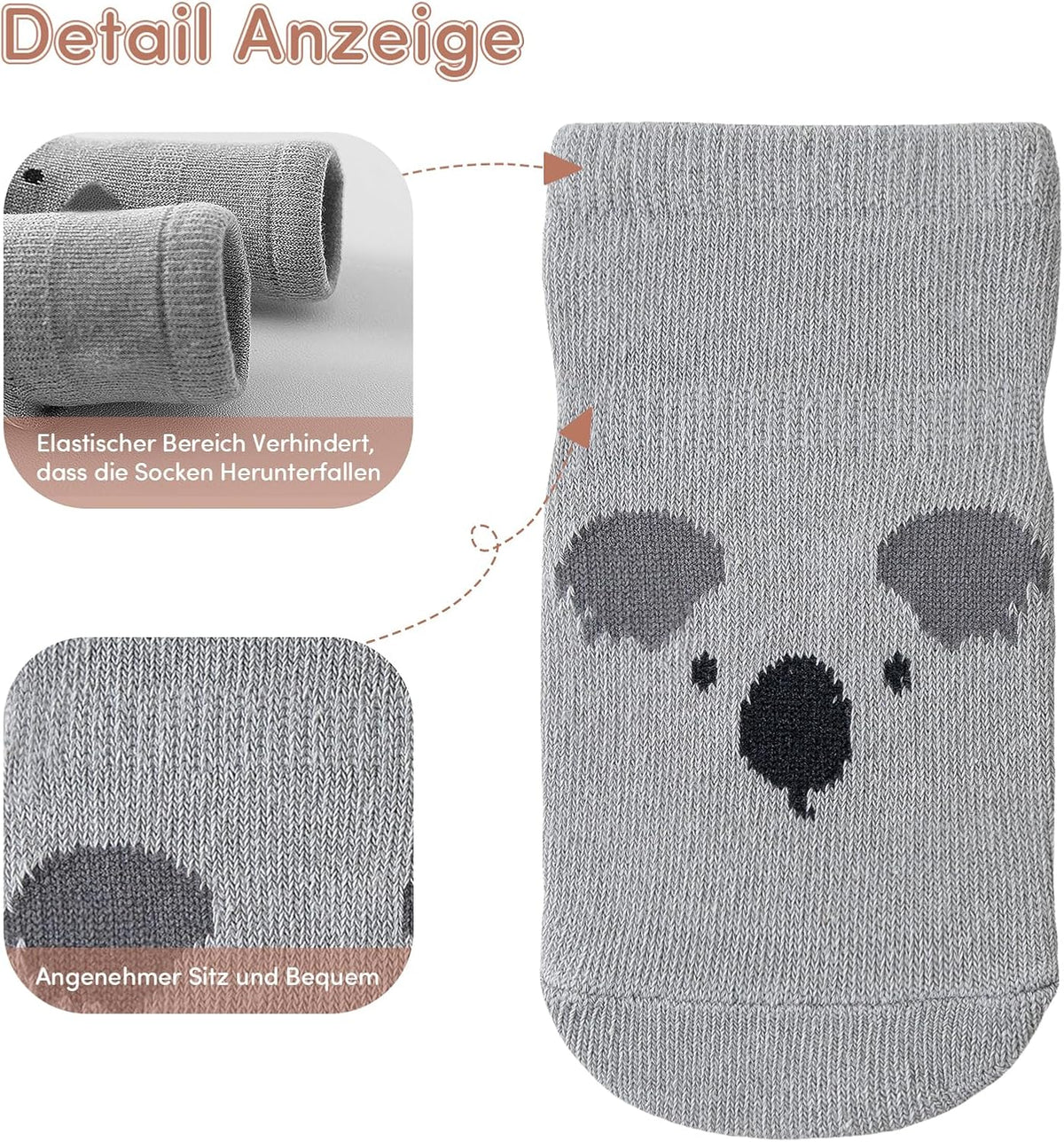 SockWaddles Chaussettes de bébé, 5 paires de chaussettes antidérapantes ABS respirantes pour enfants, chaussettes de bébé en coton, garçons et filles avec des animaux et des licornes