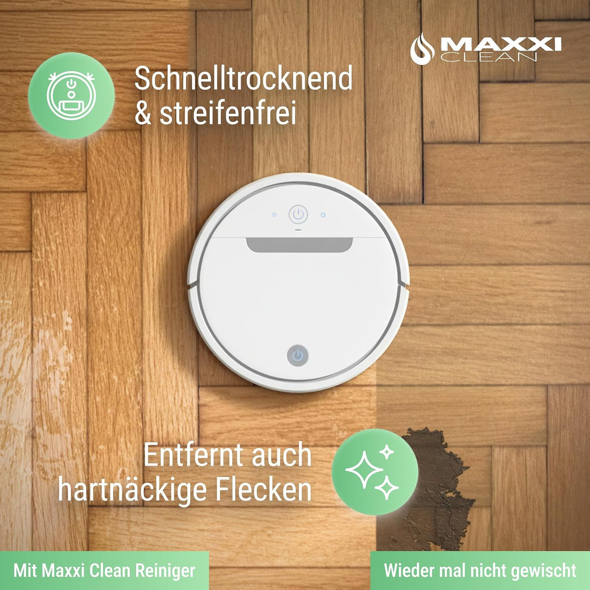Maxxi Clean 1 x 750 ml Reinigungsmittel für Saugroboter mit Wischfunktion I Konzentrat mit Frische Duft I Universalreiniger für Fliesen, Laminat, Parkett I kompatibel mit gängigen Herstellern