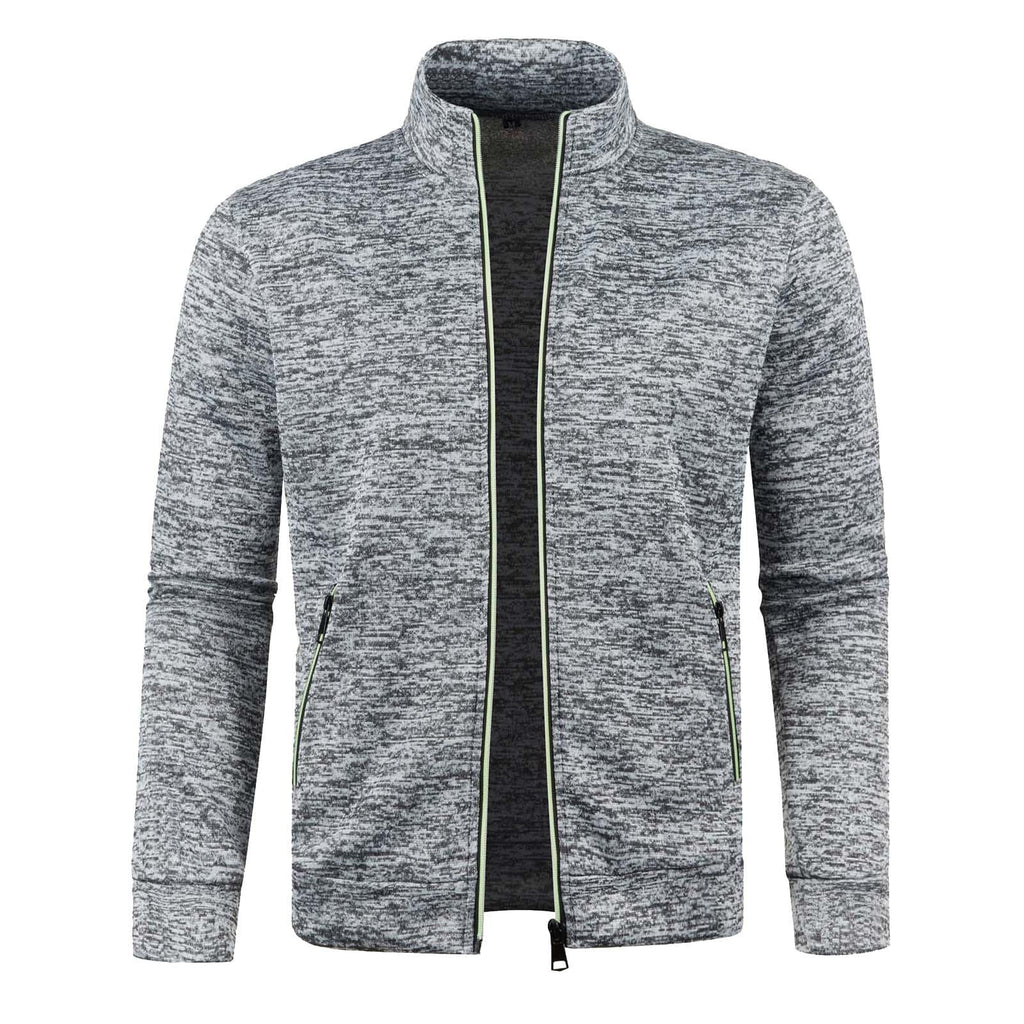 Generisch Sweatjacke Herren Ohne Kapuze Cardigan Mit Reißverschluss Langarm Janker Stehkragen Pullover Casual Warme Herbst/Winterjacke Klassischer Strickweste Trachtenjacke Freizeitjacke