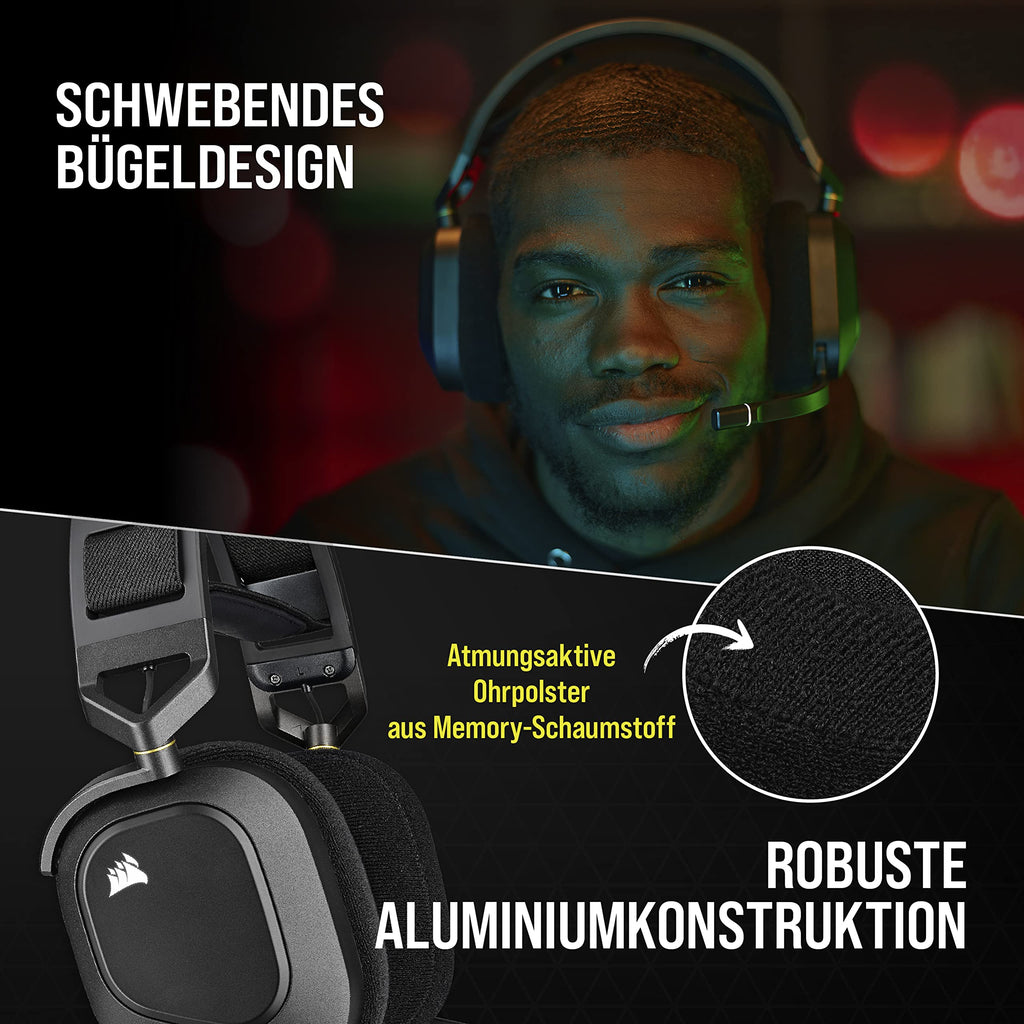 Corsair HS80 MAX Wireless Multiplattform-Gaming-Headset – Stahlgrau