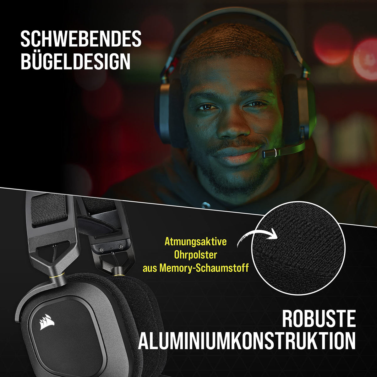 Corsair HS80 MAX Wireless Multiplattform-Gaming-Headset – Stahlgrau