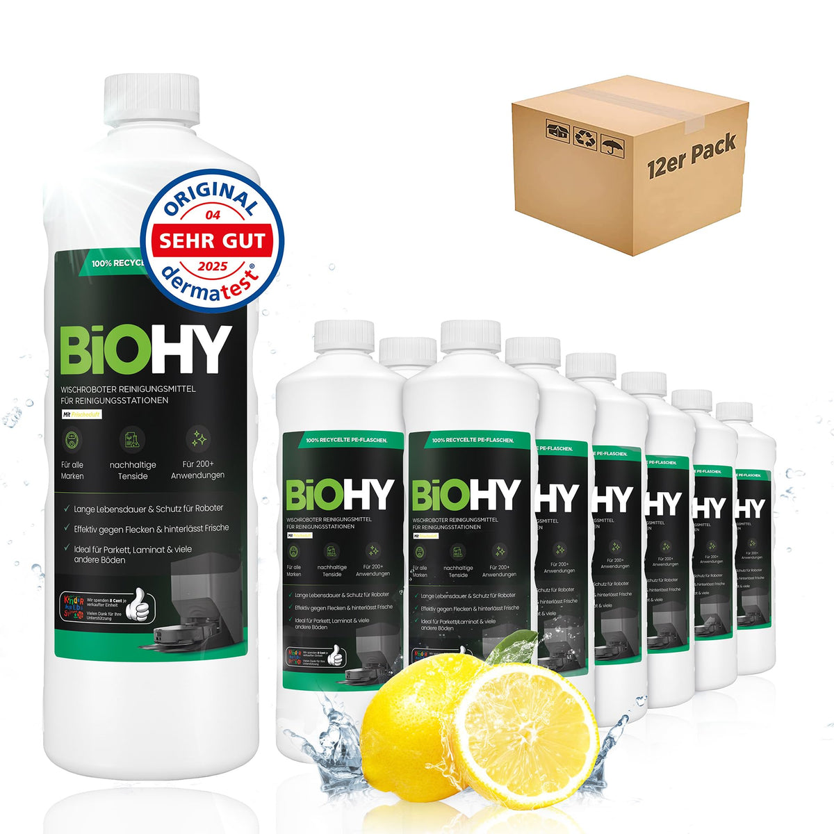 BiOHY Wischroboter Reiniger für Station mit Orangenduft (2 x 1 Liter)
