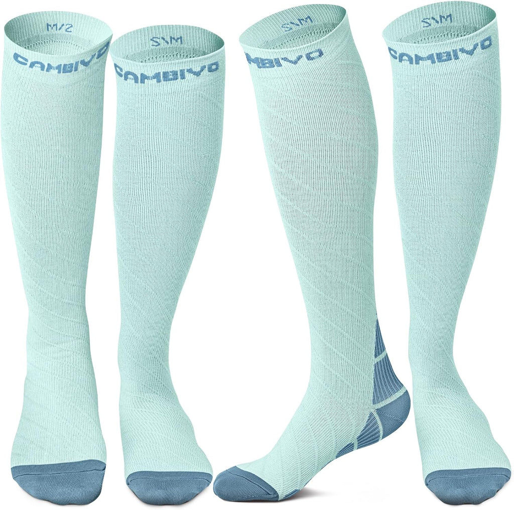 CAMBIVO Compression Socks for Women & Men 2 Pairs, Travel Flight Socks