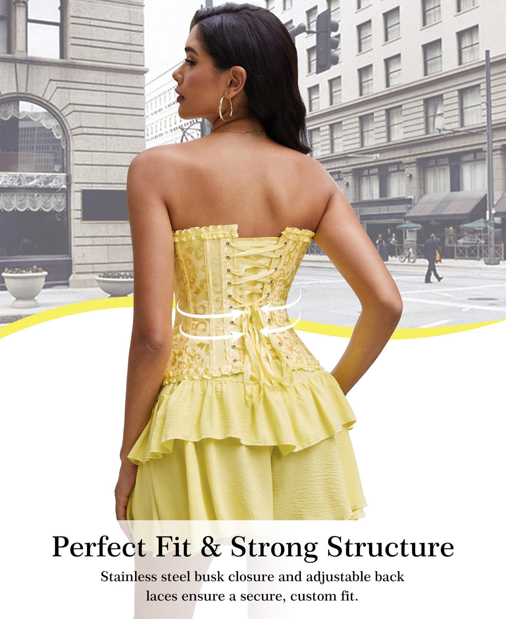 Bustier Corset Top for Women | Overbust Lace Up Waist Cincher Shapewear Lingerie