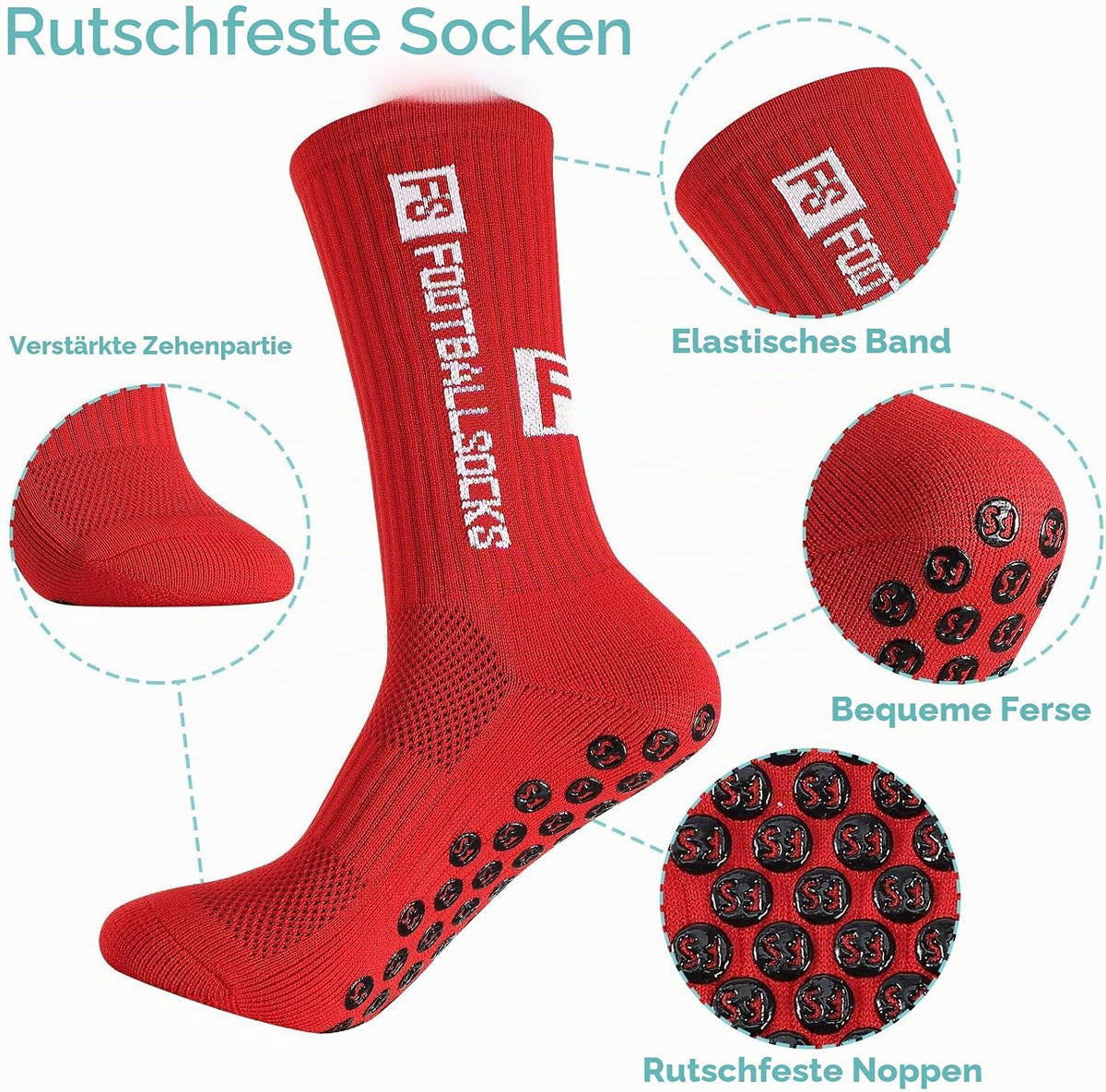FANTESI 3 Paare Fußballsocken für Herren Damen,Sportsocken Fußball