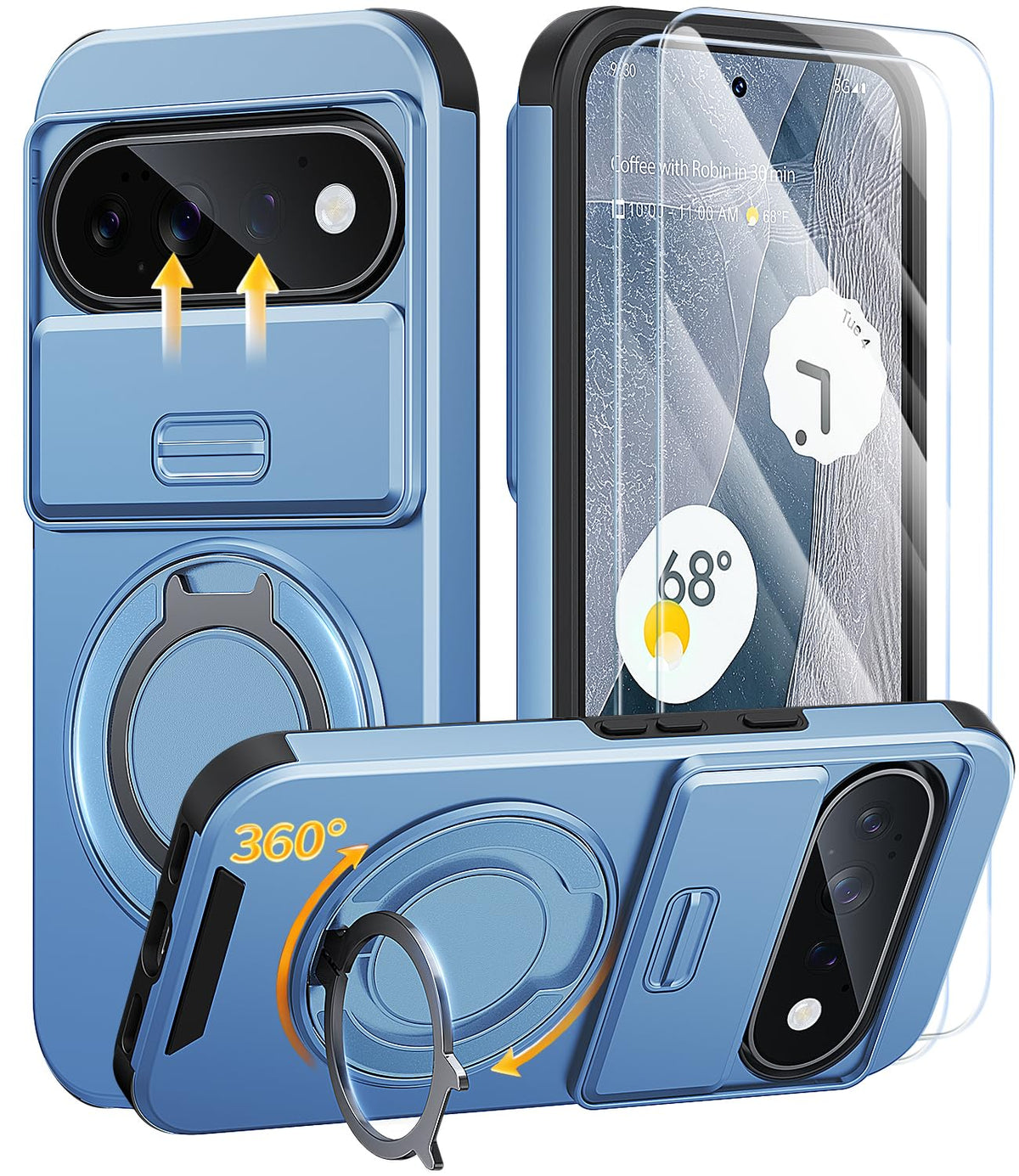 AOUIA für Samsung Galaxy S26 Ultra Hülle mit 2 Stück Panzerglas, Kameraschutz, 360° drehbarer Ringständer, Militärstandard Stoßschutz, robuste Handyhülle für Samsung S26 Ultra, Schwarz
