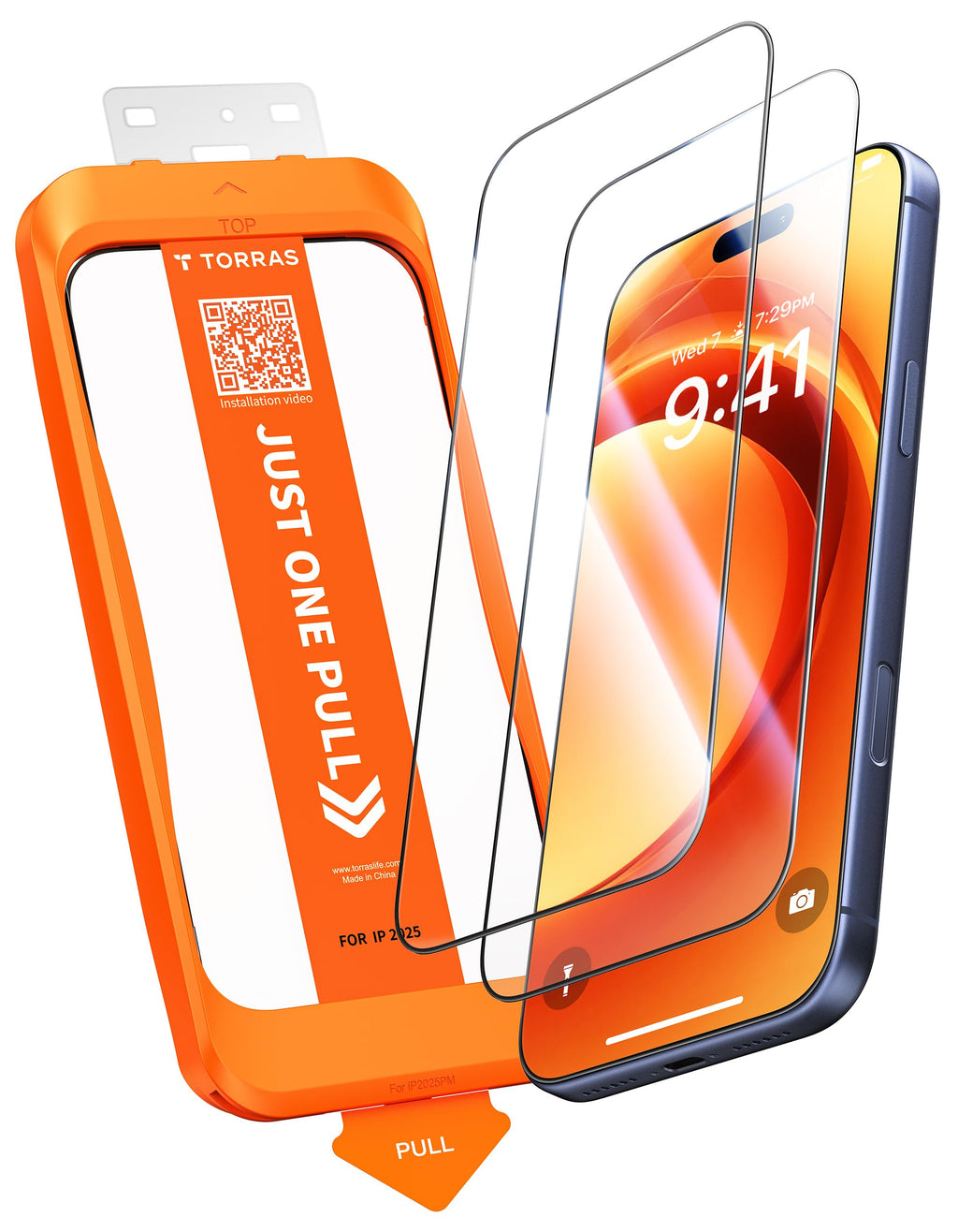 TORRAS für iPhone 18 Pro für Panzerglas TOP 9H+, Auto-Montage, 2 Stück