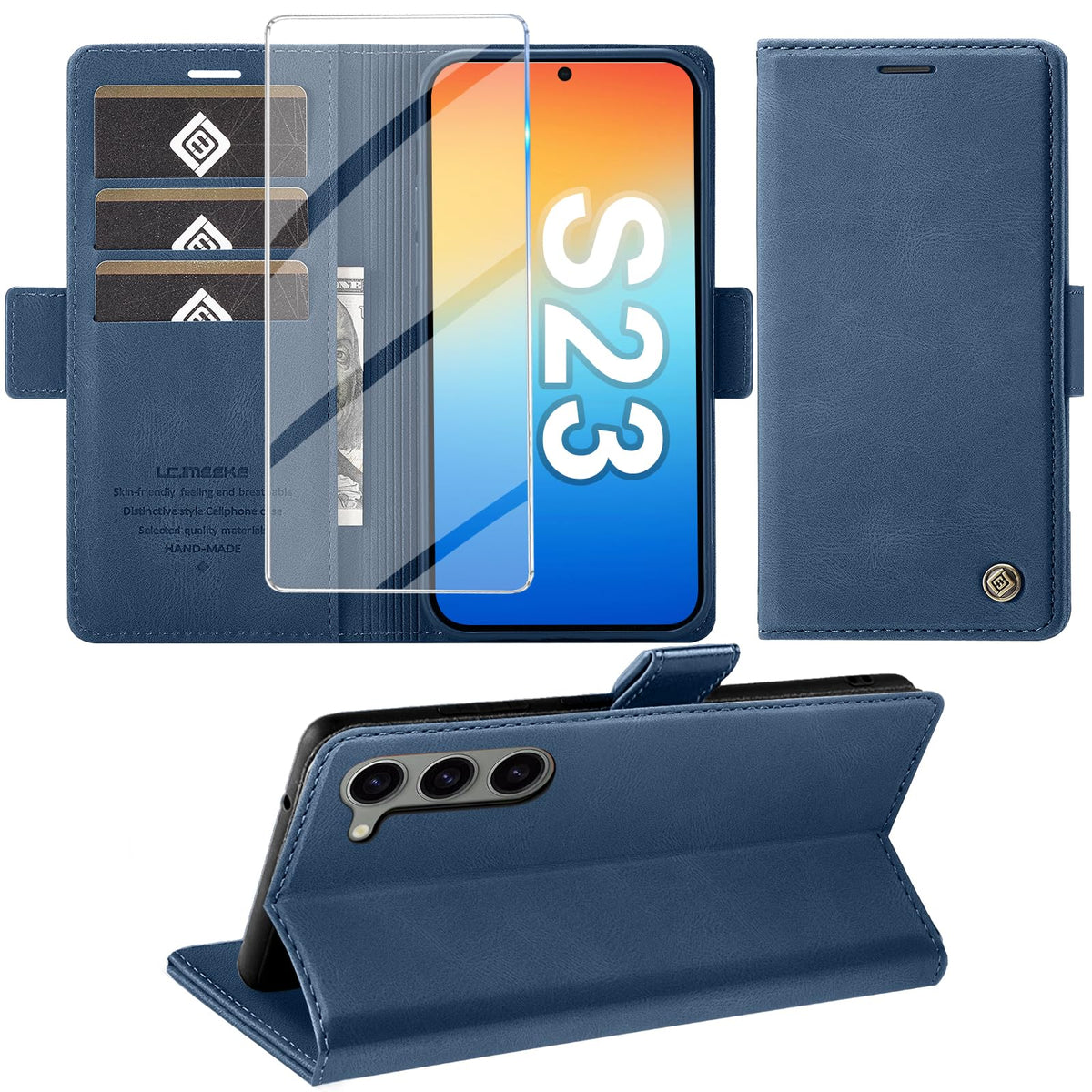 Giyer Handyhülle für Samsung Galaxy S24 5G Hülle mit Schutzfolie, Schutzhülle Galaxy S24 5G PU-Leder Wallet Flip Case Standfunktion Kartenfach Klapphülle für Samsung S24 5G Full Cover (Grün)