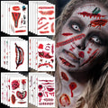 Tatouage Halloween Temporaire, 50 Feuilles Fausse Cicatrice Plaie Halloween