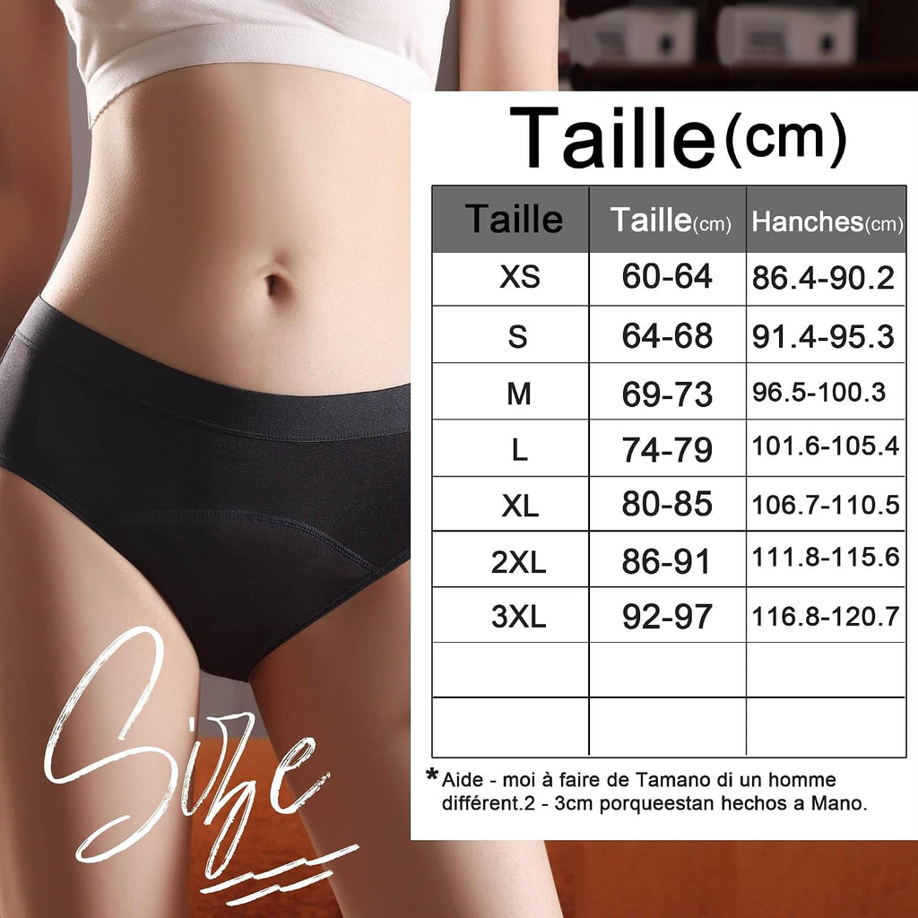 Culotte Menstruelle Absorbante Coton Menstruation Protection Périodique Hygiénique Flux léger à abondant Culotte de Règles