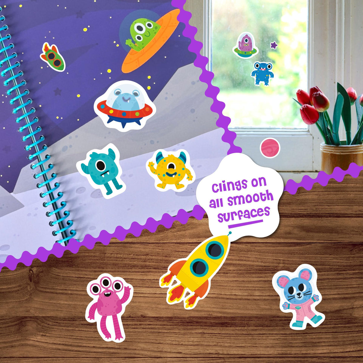 Stick4Ever Jelly Sticker Book® - for Kids - Waterproof, Easy to Clean Reusable Sticker Book for Toddlers- Reusable Road Trip Activities for Kids - Stocking Stuffers for Toddlers (Farm)