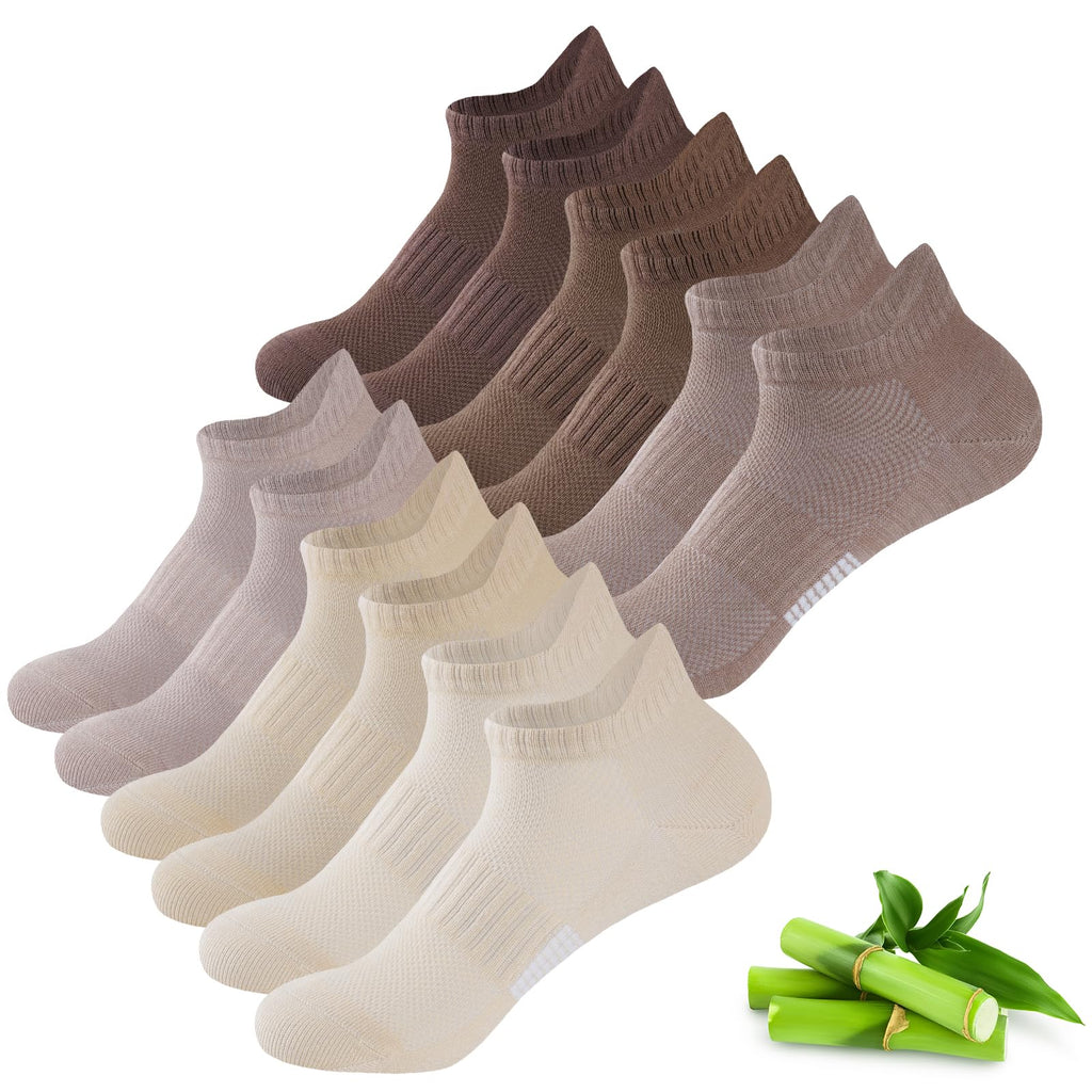 Bambus Sneaker Socken Damen, 6 Paar, Atmungsaktiv