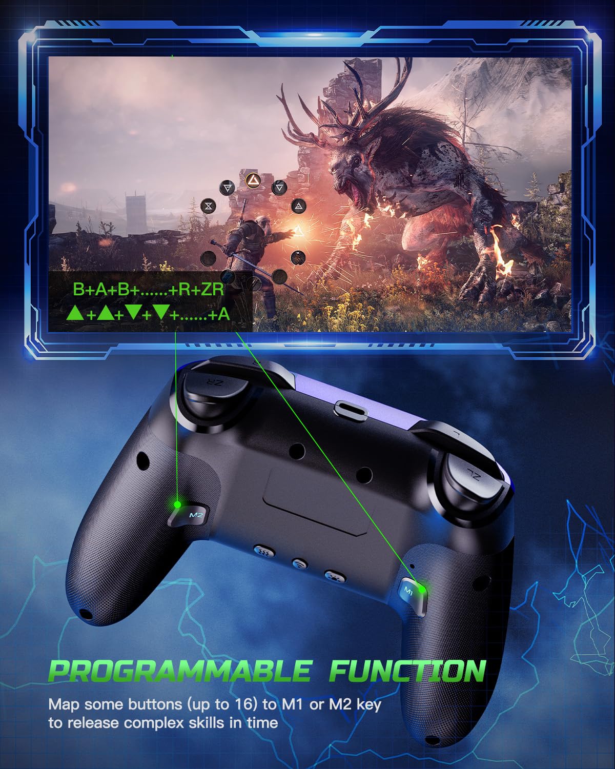 VOYEE Switch Controllers kompatibel mit Switch/Lite/OLED/Windows, Programmierbar RGB Blitz LED, Drahtloser Pro Controller mit Eine Schlüsselpaarung Vibration Aufwachen