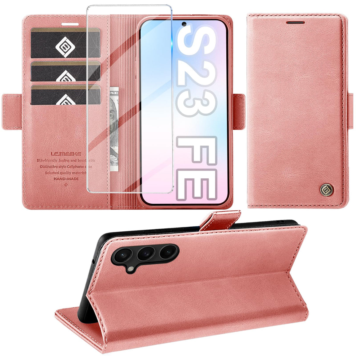 Giyer Handyhülle für Samsung Galaxy S24 5G Hülle mit Schutzfolie, Schutzhülle Galaxy S24 5G PU-Leder Wallet Flip Case Standfunktion Kartenfach Klapphülle für Samsung S24 5G Full Cover (Grün)