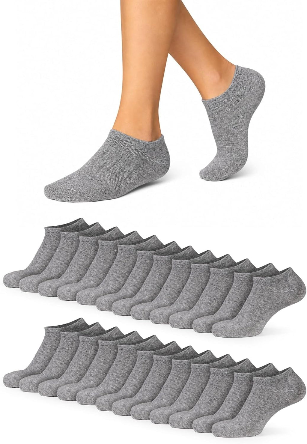 Basic Treasure Lot de 12 Paires Socquettes Sport Unisexes, Noir/Blanc/Gris