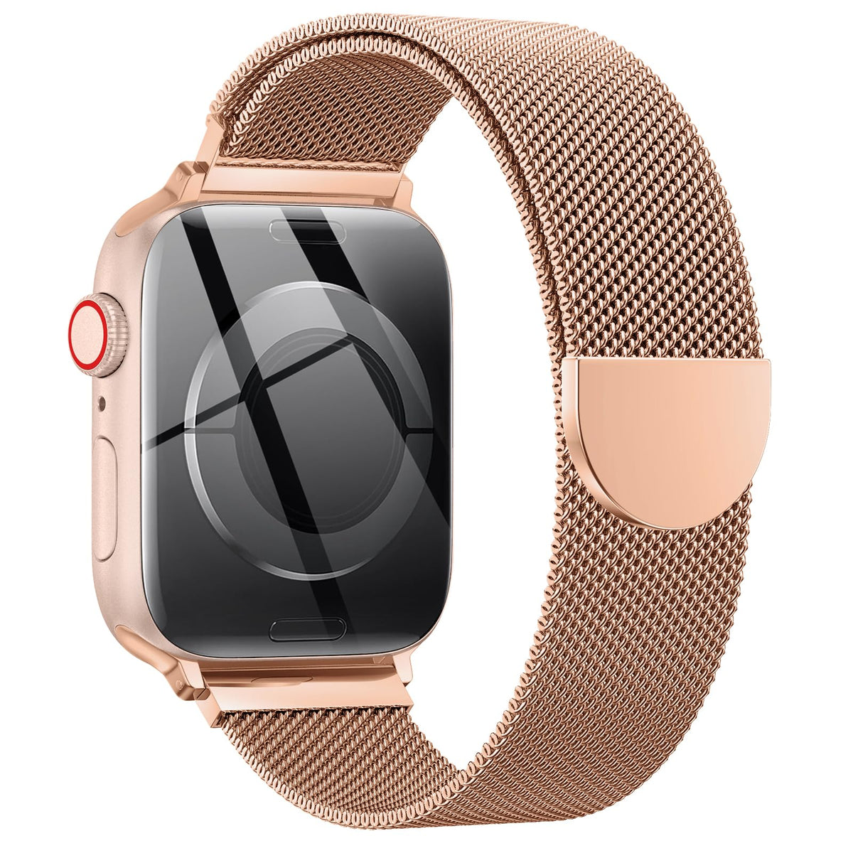 OULUOQI Edelstahl Milanaise Armband für Apple Watch 44mm 46mm 45mm 49mm