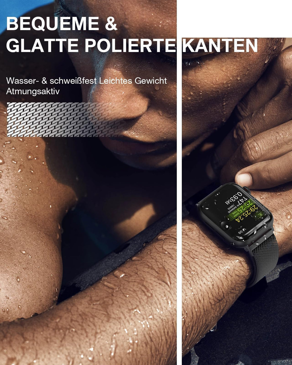 OULUOQI Edelstahl Milanaise Armband für Apple Watch 44mm 46mm 45mm 49mm