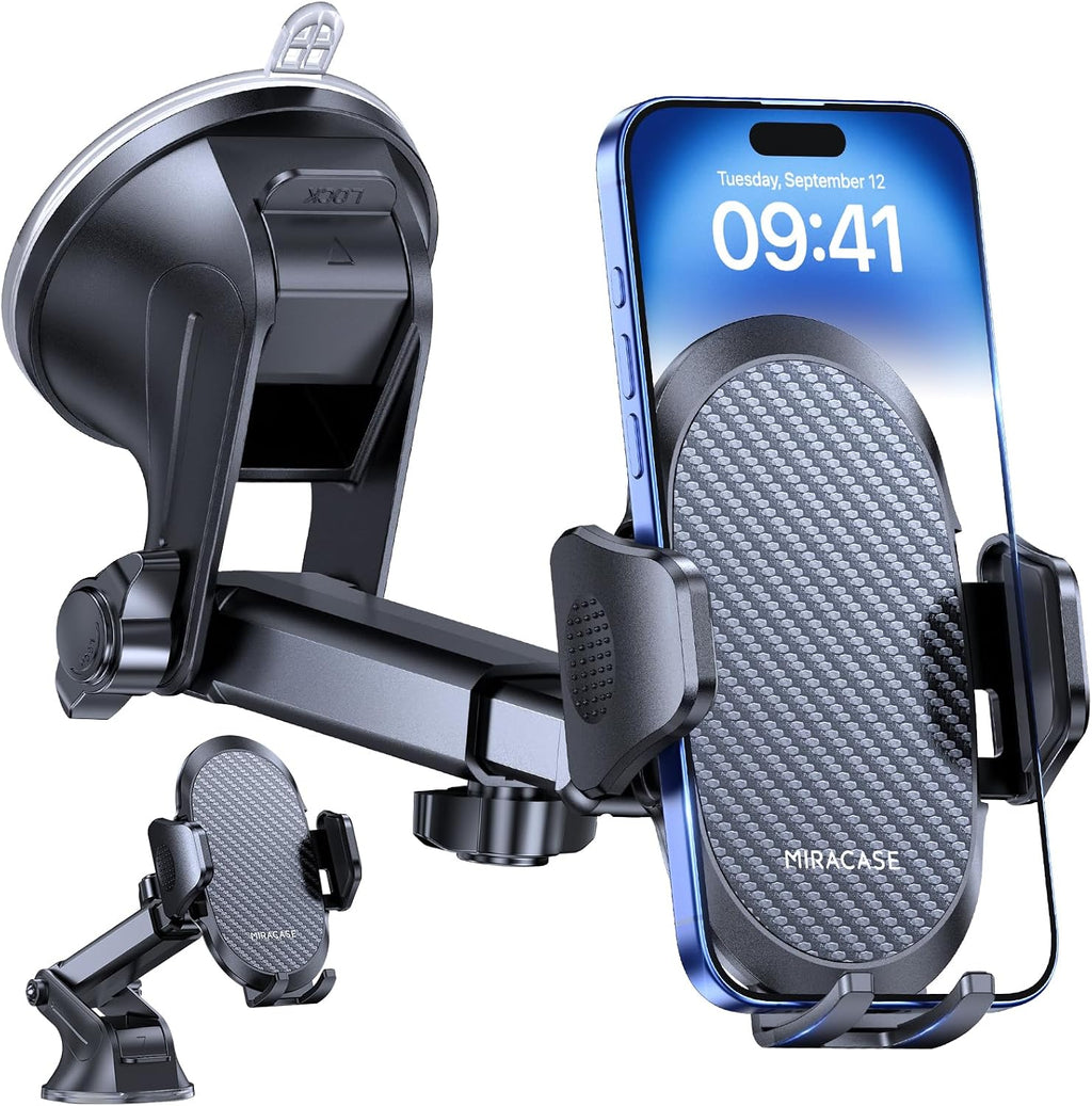 Miracase [2026 Upgraded Handyhalterung Auto Handy Halterung,Universal Car Phone Holder[Stärkste Saugnapf & Lüftungshaken] 360° Drehbar kfz autohalterung Lautsprecher für iPhone Samsung Galaxy Google