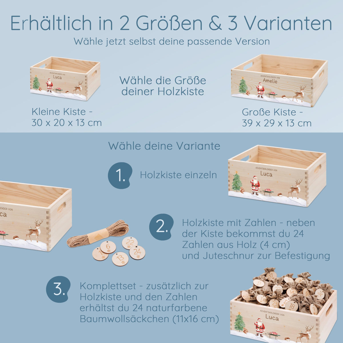 Bärenfreunde Personalisierter Adventskalender zum Befüllen, Holz, Baum