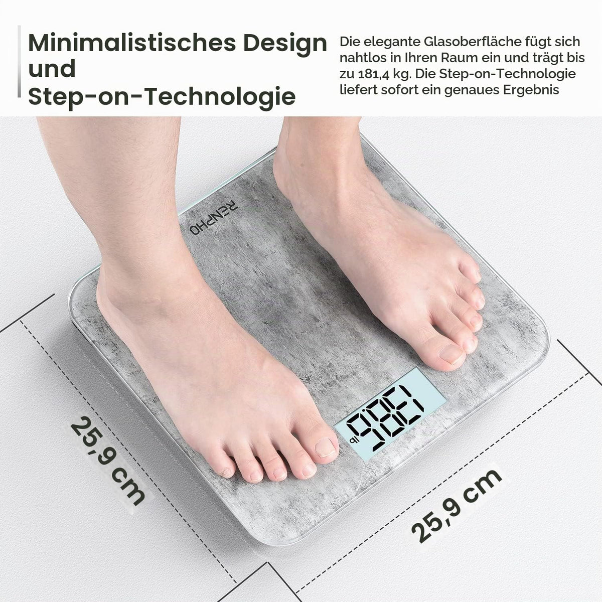 RENPHO Personenwaage, Körperwaage mit Hochpräzisions-Sensoren