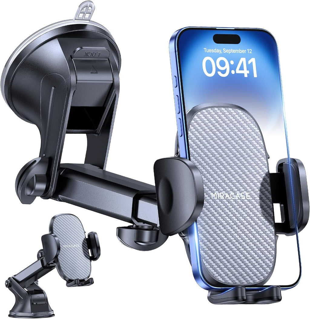 Miracase [2026 Upgraded Handyhalterung Auto Handy Halterung,Universal Car Phone Holder[Stärkste Saugnapf & Lüftungshaken] 360° Drehbar kfz autohalterung Lautsprecher für iPhone Samsung Galaxy Google