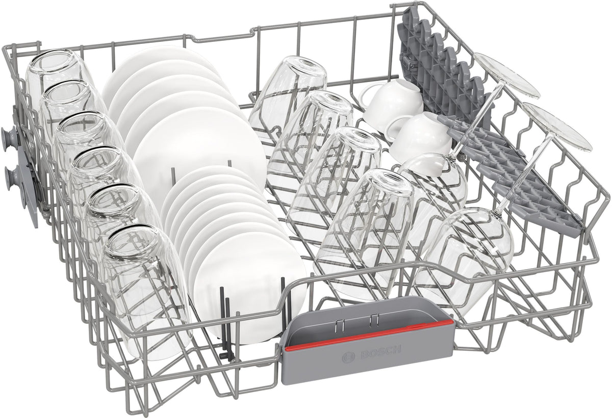 Bosch SMU4EVS08E, Serie 4, Smarter Unterbau-Geschirrspüler 60 cm, Besteckschublade, Spülmaschine mit Programmassistent, besonders Leise, höhenverstellbarer Oberkorb, Automatische Türöffnung, Edelstahl