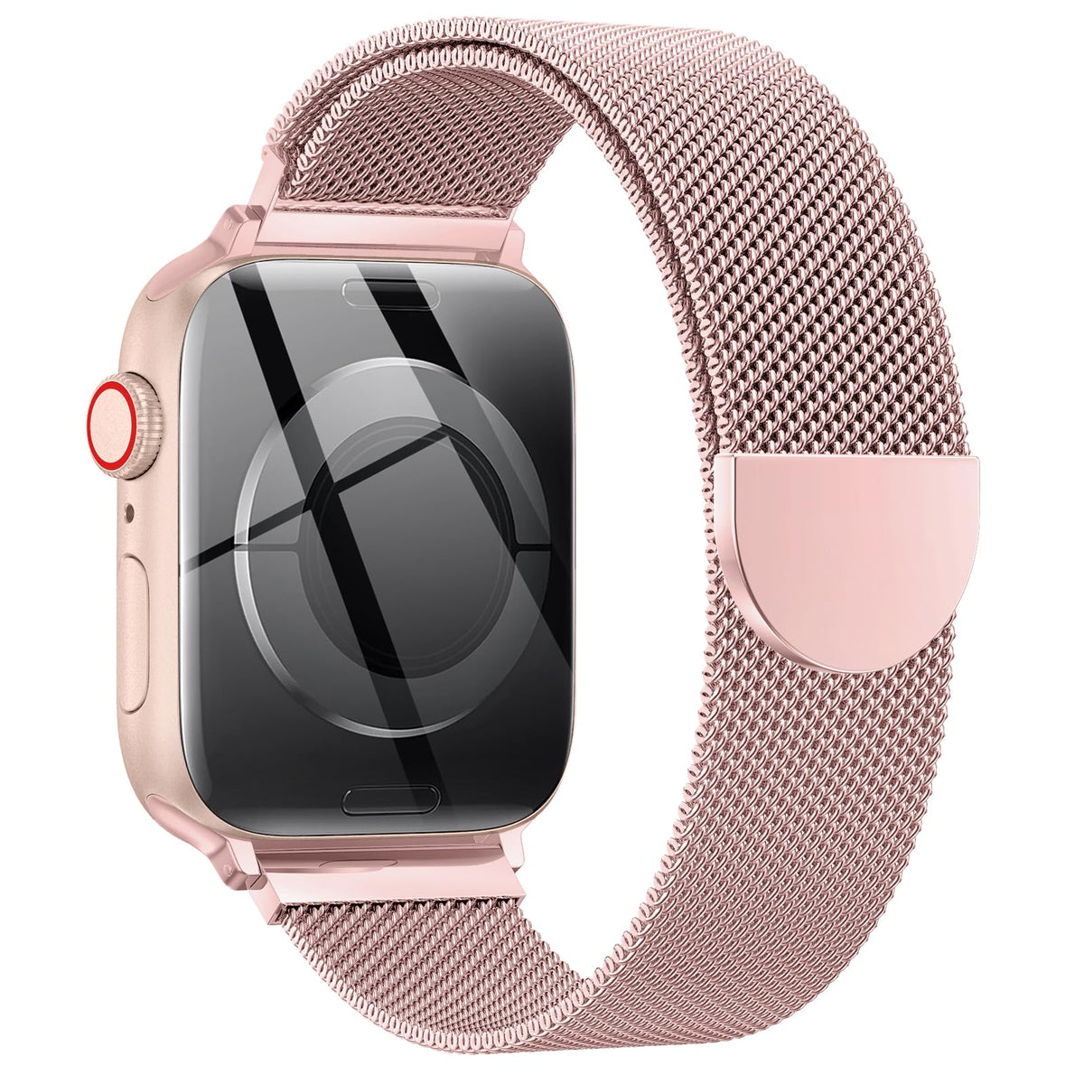 OULUOQI Edelstahl Milanaise Armband für Apple Watch 44mm 46mm 45mm 49mm