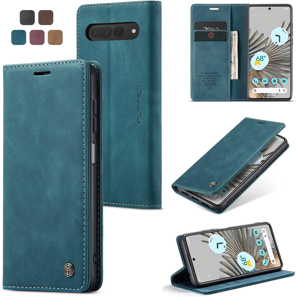 Handyhülle für Honor Magic 6 Pro Hülle Premium PU Klapphülle RFID Lederhülle Faltbare Schutzhülle Kartenfach Standfunktion Handytasche Hülle Honor Magic 6 Pro 5G - Schwarz