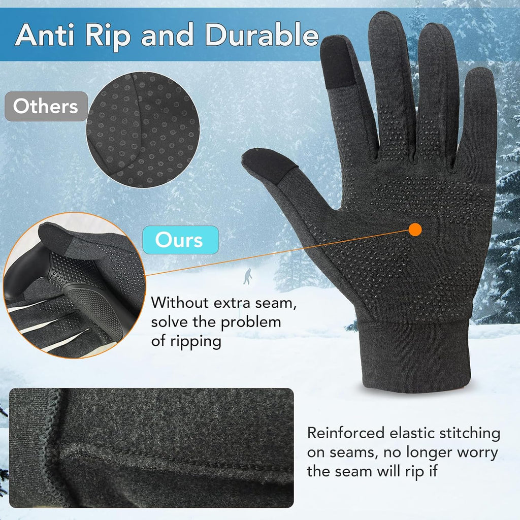 Unigear Touchscreen Handschuhe, Herren Damen Sporthandschuhe Handschuhfutter Outdoor Laufhandschuhe Warme Winddichte Winterhandschuhe Anti-Rutsch Full Finger für Laufen, Fahren, Radfahren, Wandern