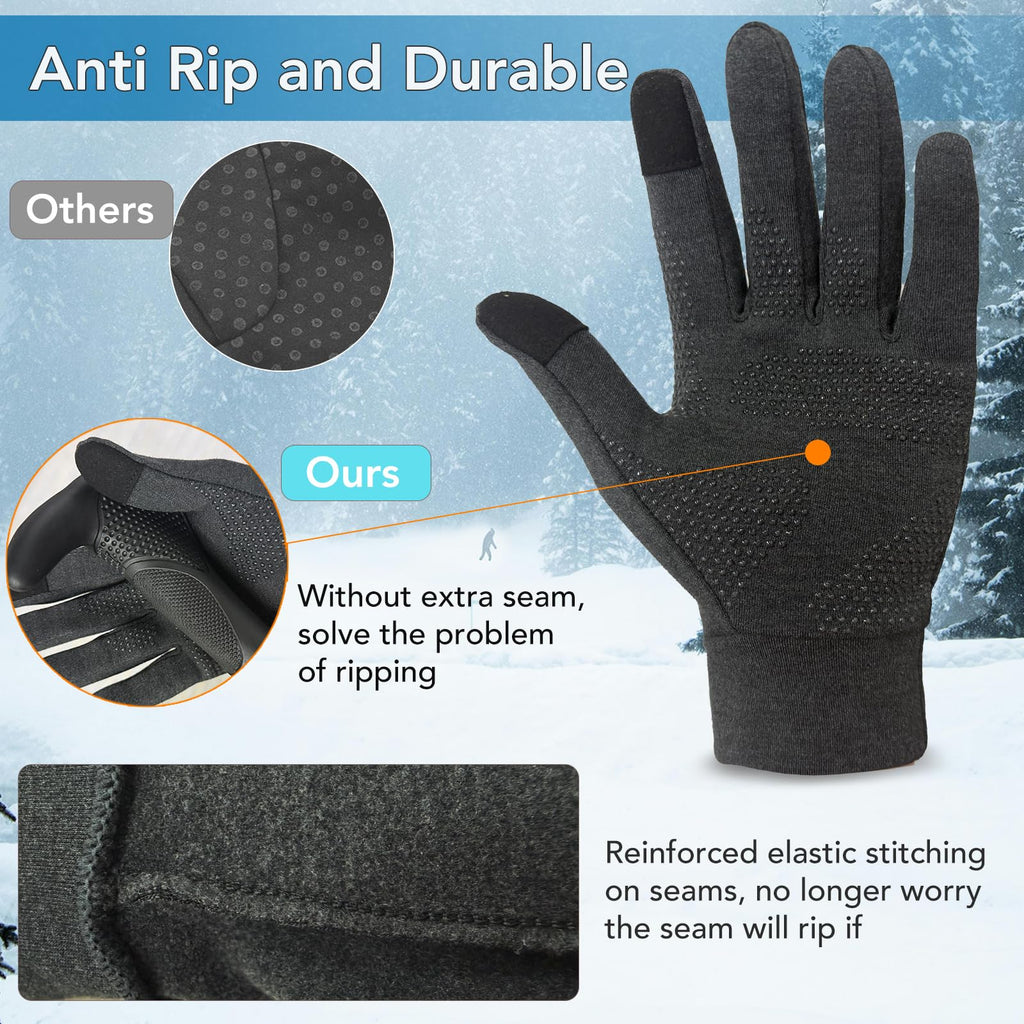Unigear Touchscreen Handschuhe, Herren Damen Sporthandschuhe Handschuhfutter Outdoor Laufhandschuhe Warme Winddichte Winterhandschuhe Anti-Rutsch Full Finger für Laufen, Fahren, Radfahren, Wandern