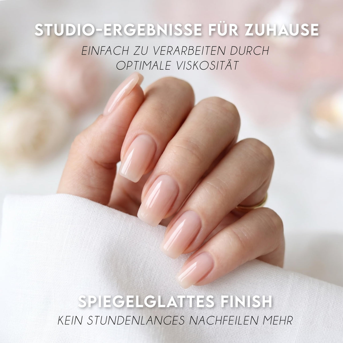 No File Aufbaugel Gelnägel ALMOND NUDE 15ml UV Gel selbstglättend o. Feilen