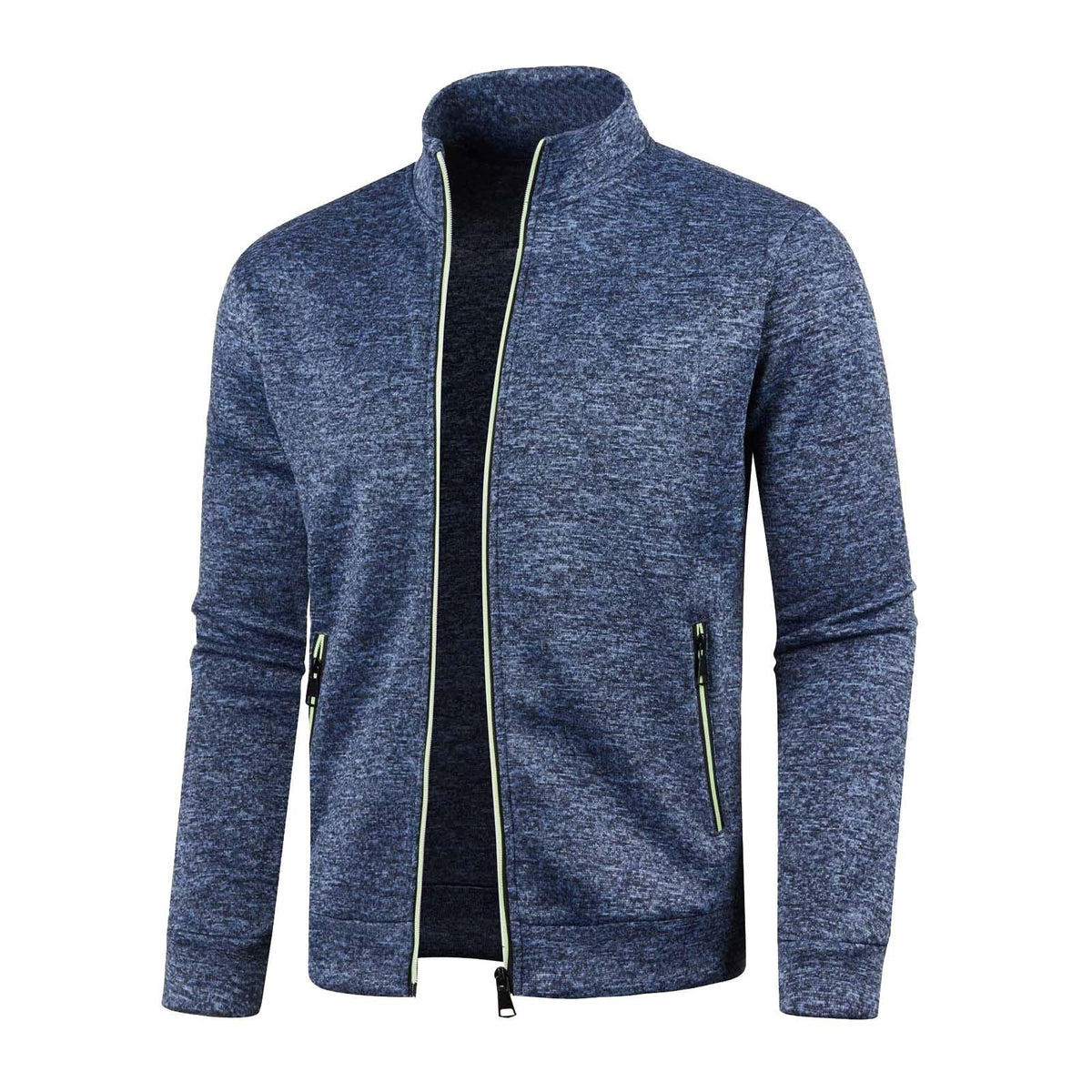 Generisch Sweatjacke Herren Ohne Kapuze Cardigan Mit Reißverschluss Langarm Janker Stehkragen Pullover Casual Warme Herbst/Winterjacke Klassischer Strickweste Trachtenjacke Freizeitjacke