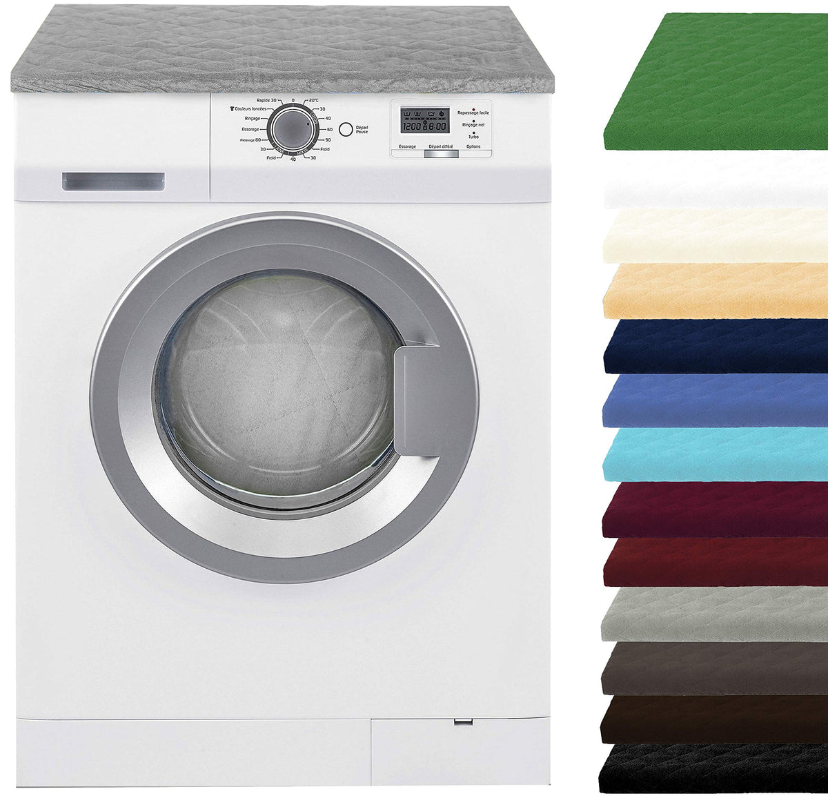 Brandsseller Waschmaschinenbezug & Trocknerbezug 60x60 cm - gepolsterter Schonbezug für Waschmaschine und Trockner – Schutzhülle mit Gummizug - Grün